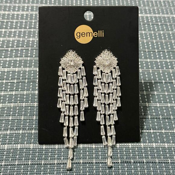 NEW | Gemelli | Cubic Zirconia Chandelier Drop Earrings - Picture 1 of 1